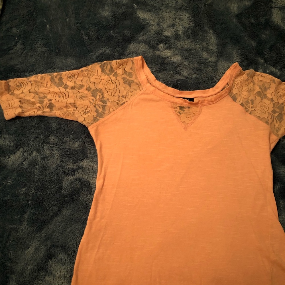 Pink lacy half sleeve blouse